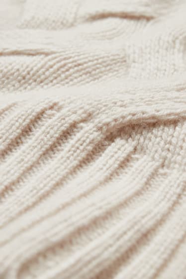 Dames - Trui van kasjmier - kabelpatroon - beige-mix