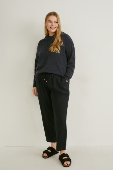 Damen - Kaschmir-Kapuzenpullover - anthrazit