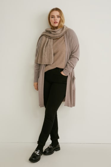Femei - Cardigan tricotat din cașmir - taupe