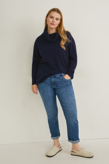 Femmes - Pull en cachemire à col roulé - bleu foncé