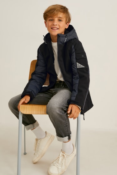 Garçons - Veste de sport à capuche - noir / gris
