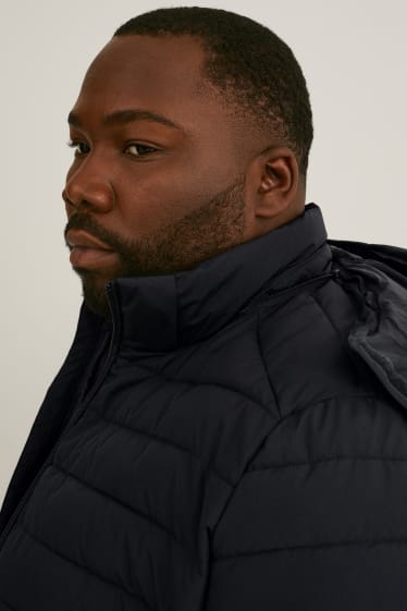 Herren XL - Steppjacke mit Kapuze - recycelt - schwarz
