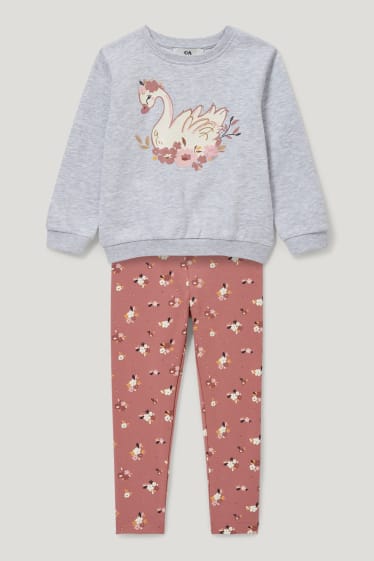 Toddler Girls - Set - Sweatshirt und Thermoleggings - 2 teilig - hellgrau-melange