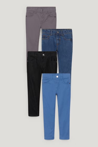Mali chłopcy - Wielopak, 4 pary - slim jeans - ciepłe dżinsy - niebieski