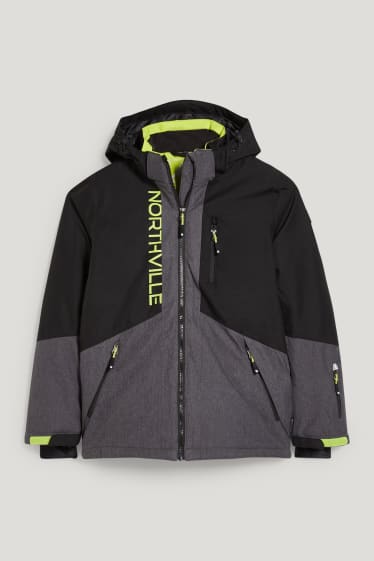 Niños - Chaqueta de esquí con capucha - negro