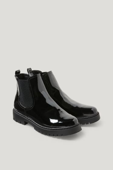 Donna - Stivaletti Chelsea di vernice - nero