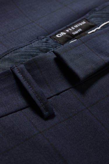 Uomo - Pantaloni coordinabili - slim fit - LYCRA® - a quadretti - blu scuro