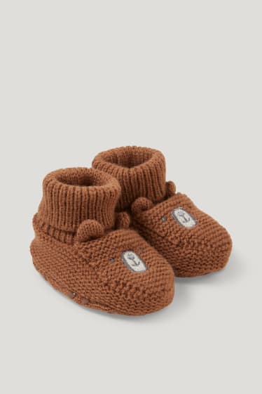 Baby Boys - Knitted baby booties - havanna