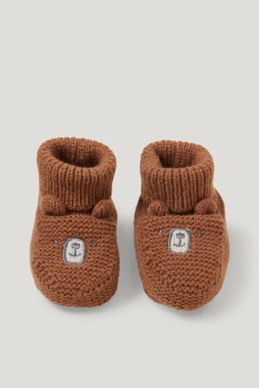 Baby Boys - Baby-Strick-Krabbelschuhe - havanna