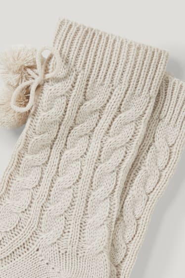 Donna - Calze - motivo a treccia - beige