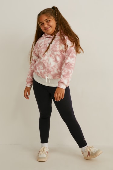 Kids Girls - Uitgebreide maten - set van 3 - thermolegging - zwart