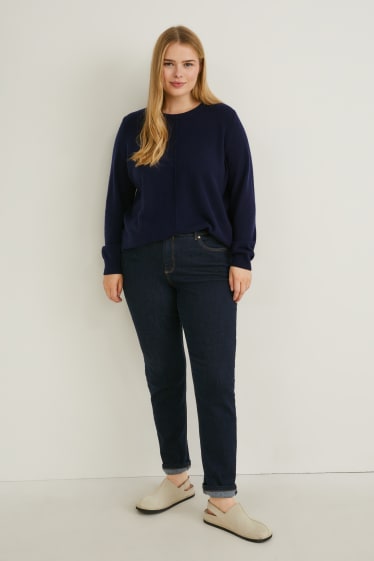 Women - Cashmere jumper - dark blue