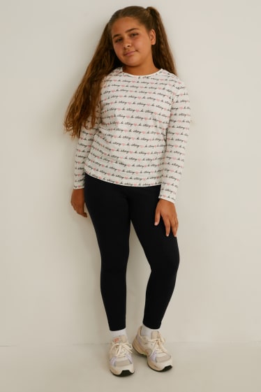 Kids Girls - Uitgebreide maten - set van 3 - legging - zwart