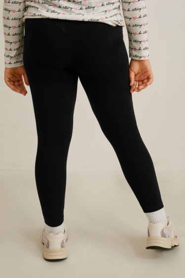 Kids Girls - Uitgebreide maten - set van 3 - legging - zwart