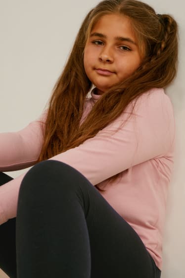 Kids Girls - Uitgebreide maten - set van 2 - thermolegging - zwart