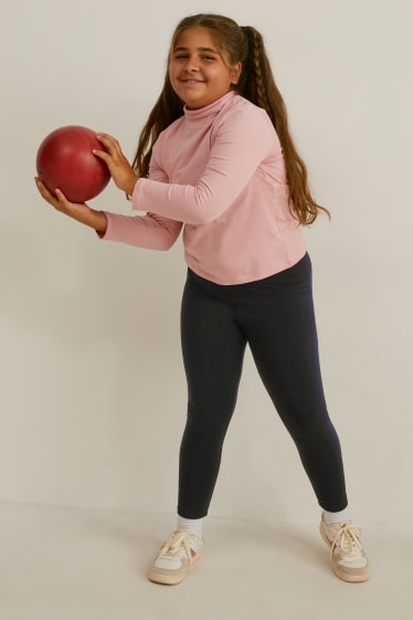 Kids Girls - Uitgebreide maten - set van 2 - thermolegging - zwart