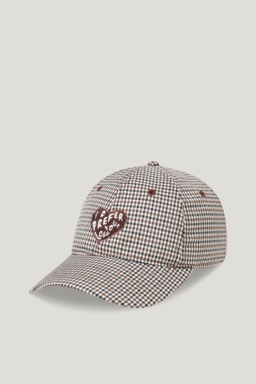 Clockhouse niñas - Gorra - de cuadros - marrón / blanco roto