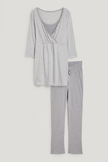 Femei - Pijama pentru alăptare - alb / gri