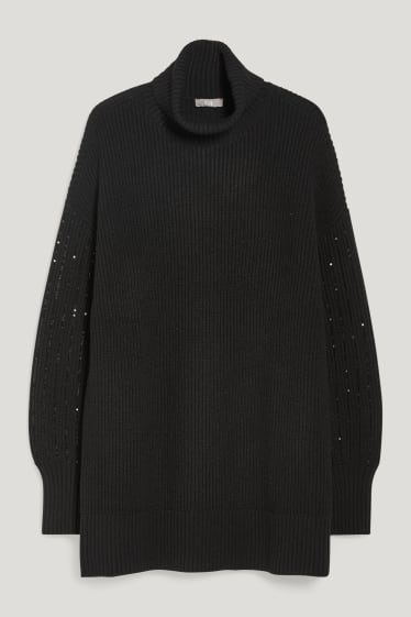 Mujer - Jersey de cuello vuelto - negro