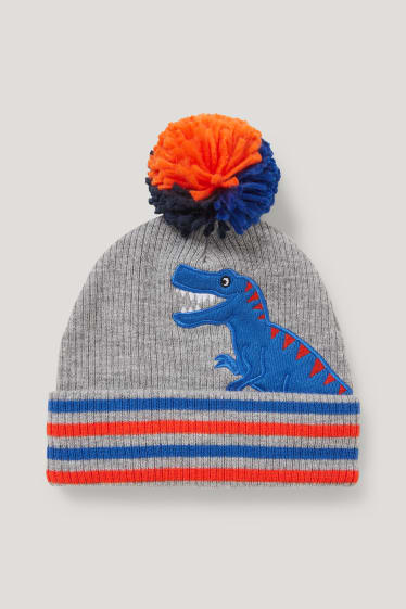 Toddler Boys - Dinosauro - berretto in maglia - blu / grigio