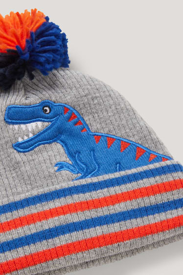 Toddler Boys - Dinosauro - berretto in maglia - blu / grigio