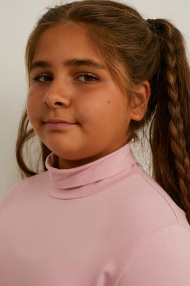 Kids Girls - Uitgebreide maten - set van 4 - shirt met rolkraagje - wit