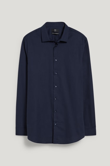 Herren - Businesshemd - Slim Fit - Kent - bügelleicht - dunkelblau