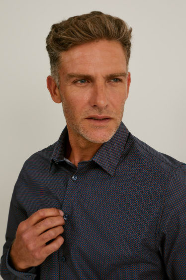 Herren - Businesshemd - Slim Fit - Kent - bügelleicht - recycelt - dunkelblau