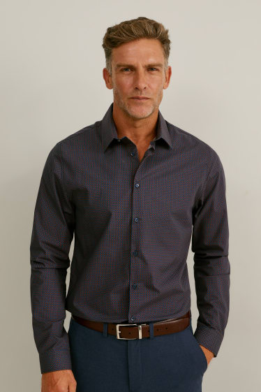 Herren - Businesshemd - Slim Fit - Kent - bügelleicht - recycelt - dunkelblau