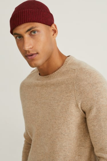 Uomo - Berretto in maglia - bordeaux