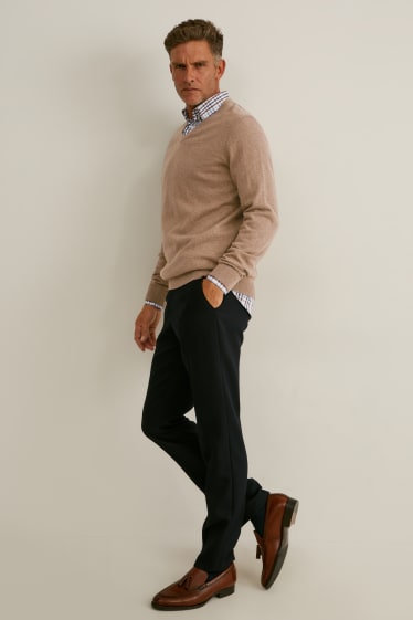 Herren - Pullover und Hemd - Regular Fit - bügelleicht - recycelt - braun / beige