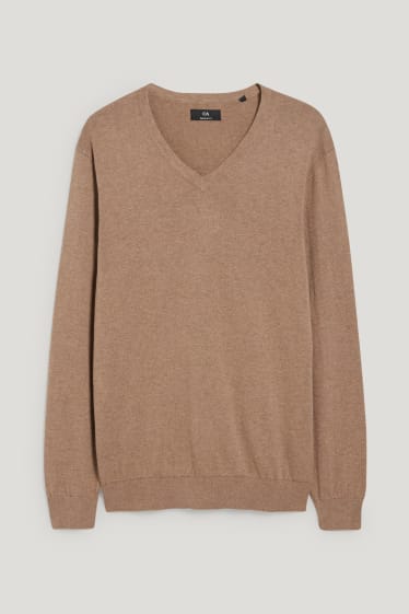 Herren - Pullover und Hemd - Regular Fit - bügelleicht - recycelt - braun / beige