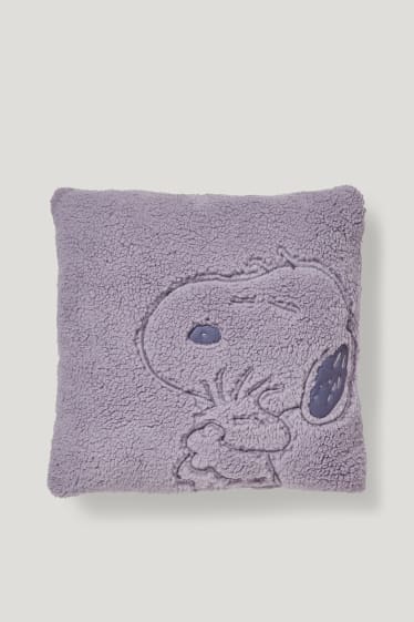 Dames - Kussen van teddybont - 40 x 40 cm - Peanuts - paars