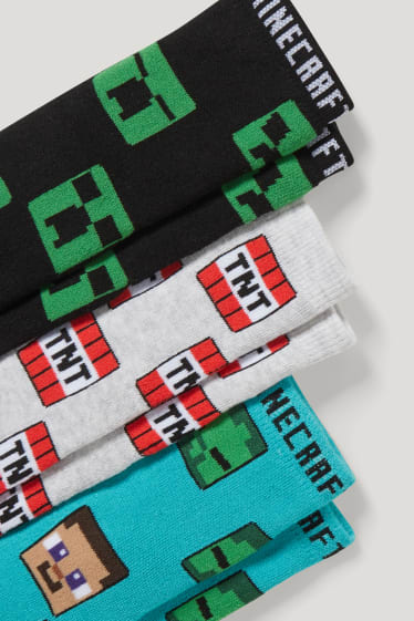 Chlapecké - Multipack 3 ks - Minecraft - ponožky s motivem - černá