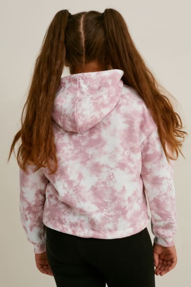 Dívčí - Rozšířené velikosti - multipack 2 ks - mikina s kapucí - bílá/růžová