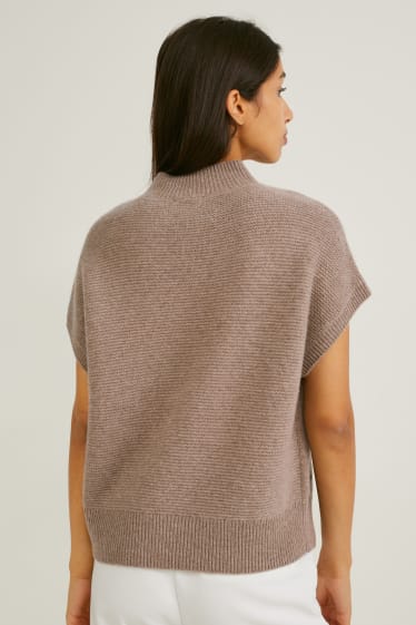 Women - Cashmere jumper - cable knit pattern - light brown