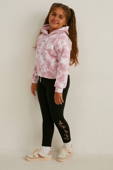 Bambine: - Taglie estese - confezione da 2 - felpa con cappuccio - bianco / rosa