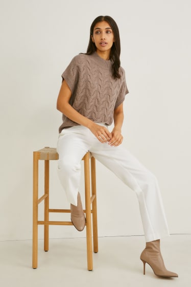 Women - Cashmere jumper - cable knit pattern - light brown