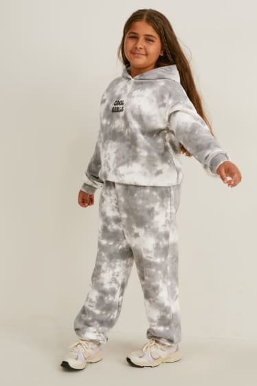 Kids Girls - Extended Sizes - Set - Hoodie und Jogginghose - 2 teilig - weiß / grau