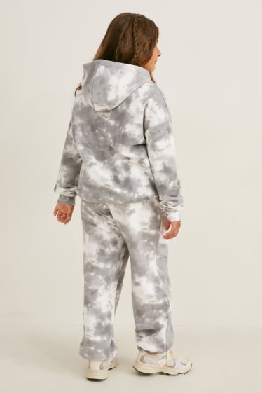 Kids Girls - Extended Sizes - Set - Hoodie und Jogginghose - 2 teilig - weiß / grau