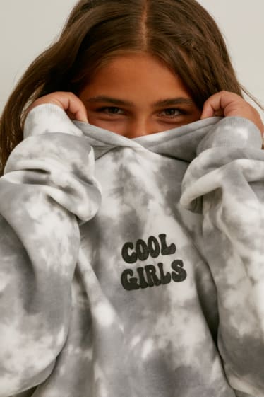 Kids Girls - Extended Sizes - Set - Hoodie und Jogginghose - 2 teilig - weiß / grau