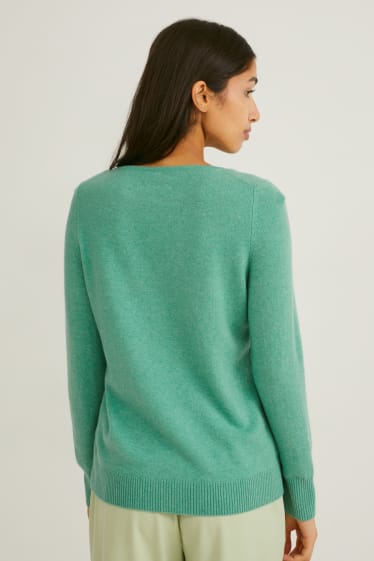 Damen - Kaschmir-Pullover - grün-melange