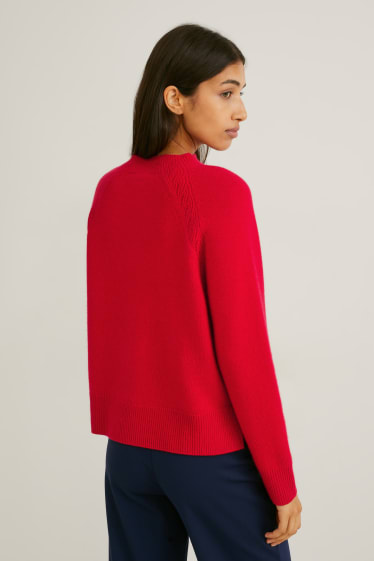 Women - Cashmere jumper - dark red