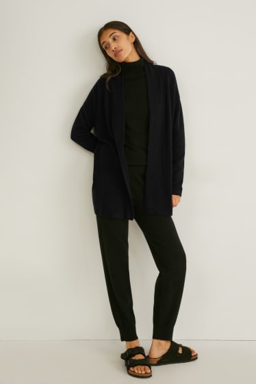 Dames - Gebreid vest van kasjmier - zwart