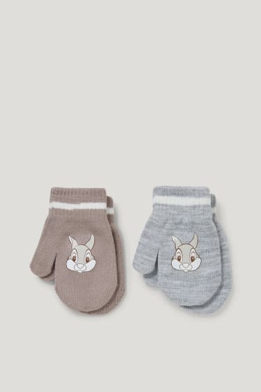 Bébé filles - Lot de 2 - Bambi - moufles pour bébé - gris clair chiné