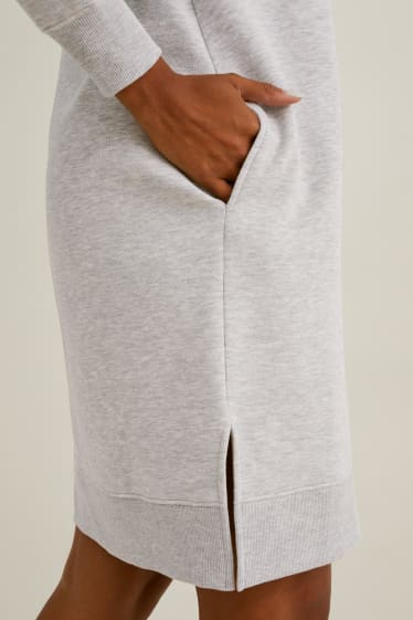 Dames - Sweatjurk met capuchon - licht grijs-mix