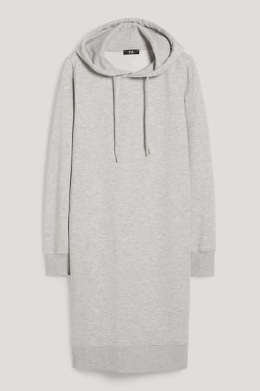Dames - Sweatjurk met capuchon - licht grijs-mix
