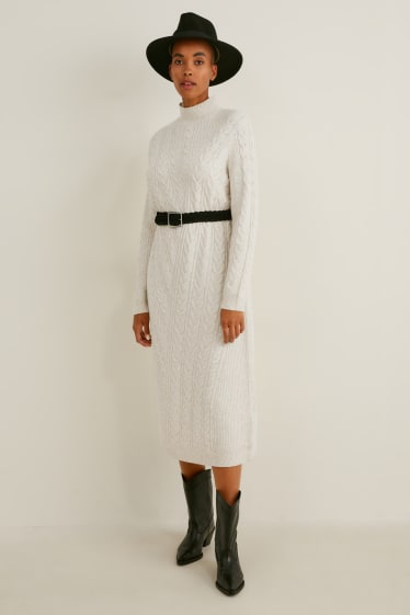 Femmes - Robe en maille - beige chiné