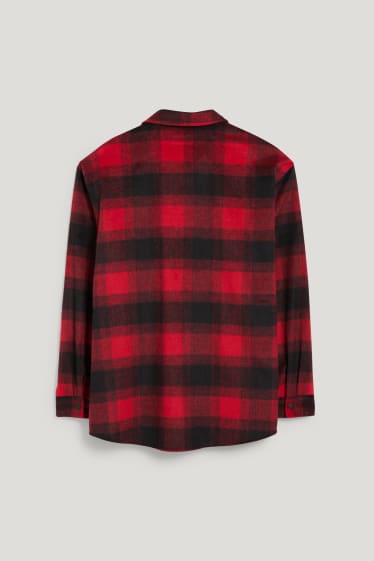 Exclu web - CLOCKHOUSE - chemise - relaxed fit - col kent - à carreaux - rouge foncé