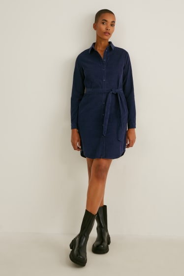 Mujer - Vestido de pana - azul oscuro